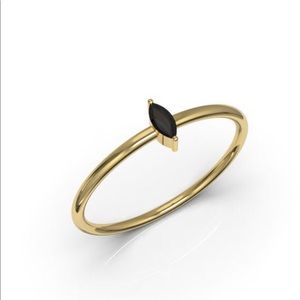 10k Yellow Gold Ring with Marquise Black CZ